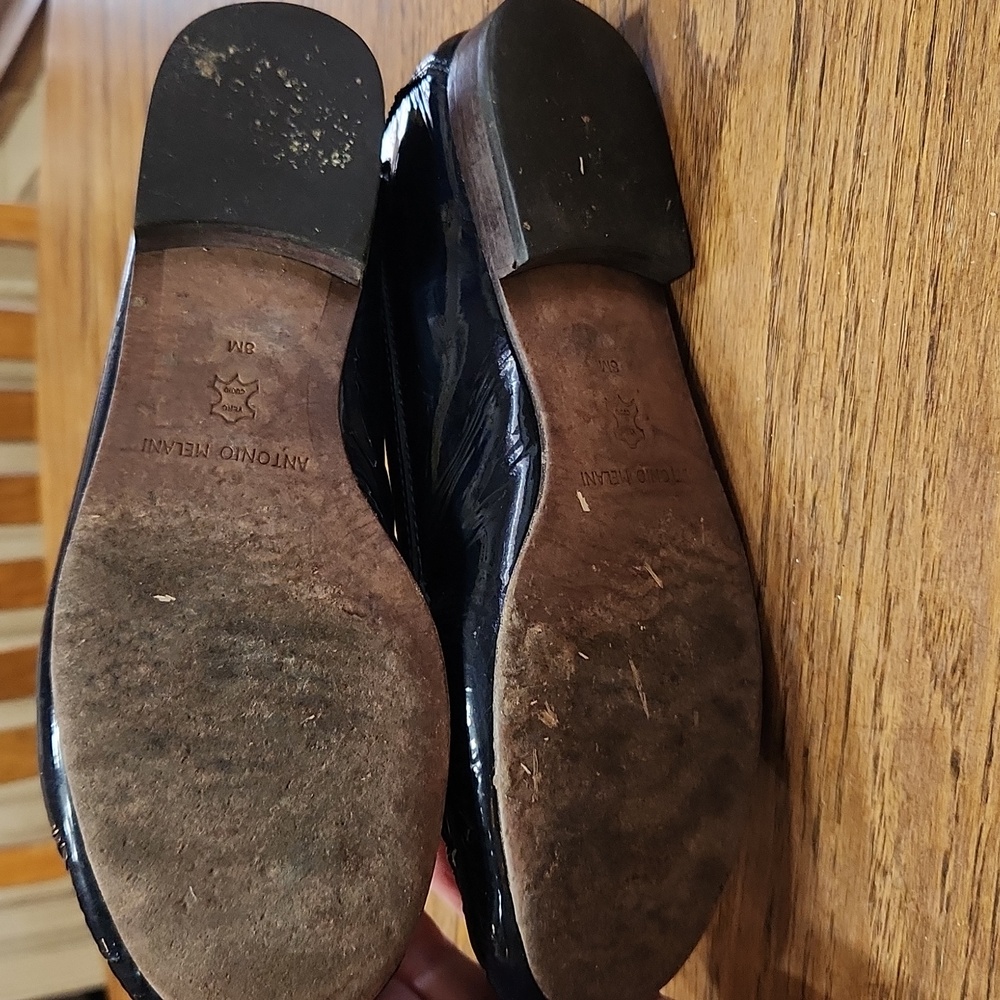 ANTONIO MELANI Navy Patent Leather Penny Loafers - Picture 3 of 6